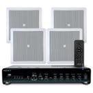 Kit Som Ambiente Embutir Teto Jbl 4 Arandelas Retangular + Receiver Slim Bluetooth Usb Sd Controle