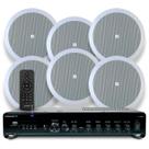 Kit Som Ambiente Embutir Teto Jbl 6 Arandelas Retangular + Receiver Slim Bluetooth Usb Sd Controle
