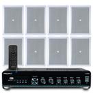 Kit Som Ambiente Embutir Teto Jbl 8 Arandelas Retangular + Receiver Slim Bluetooth Usb Sd Controle