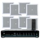 Kit Som Ambiente Embutir Teto Jbl 8 Arandelas Retangular + Receiver Slim Bluetooth Usb Sd Controle