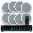 Kit Som Ambiente Embutir Teto Jbl 8 Arandelas Retangular + Receiver Slim Bluetooth Usb Sd Controle