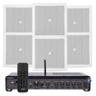 Kit Som Ambiente Embutir Teto Jbl Com 6 Arandelas e Amplificador Slim Bluetooth Usb Sd Controle