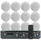 Kit Som Ambiente Frahm Slim 1600 Bluetooth Usb Area Gourmet + 12 Arandelas Embutir Teto
