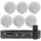 Kit Som Ambiente Frahm Slim 1600 Bluetooth Usb Area Gourmet + 6 Arandelas Embutir Teto