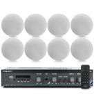 Kit Som Ambiente Frahm Slim 1600 Bluetooth Usb Area Gourmet + 8 Arandelas Embutir Teto
