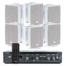 Kit Som Ambiente Jbl Bluetooth Area Interna e Externa Academia Multiuso + 6 Caixas Jbl Fixar Parede