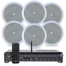 Kit Som Ambiente Lojas Conveniências Auditórios 6 Arandelas Jbl de Embutir Teto Bluetooth Usb Tv