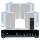 Kit Som Ambiente Piscina Area Churrasco 4 Caixas Jbl Branca + Amplificador Bluetooth Entrada Tv Usb