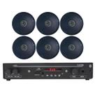 Kit Som Ambiente Receiver + 6 Arandelas Pretas De Gesso Casa