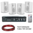 Kit Som Ambiente Residencial Frahm Amplificador Bluetooth Usb Branco 30w Loja Bar Restaurante Sala