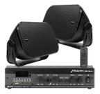 Kit Som Ambiente Slim 1600 Bluetooth Usb Sd Controle Remoto + 2 Caixas Acustica Bsa Aw4 Preta