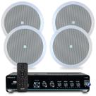 Kit Som Ambiente Teto Gesso Embutir 4 Arandelas Jbl + Amplificador Bluetooth Usb Sd