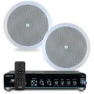 Kit Som Ambiente Teto Gesso Embutir Frahm Slim 2000 Bluetooth Usb + 2 Arandelas Jbl