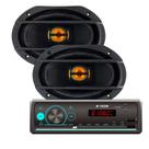 KIT SOM AUTOMOTIVO RADIO HT1015 com FALANTE LESON JB69 FLEX 6X9POL 110W