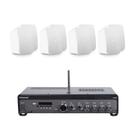 Kit Som Frahm 200W Bivolt para Bares 300m² com Amplificador Slim 4 Caixas 6 Brancas