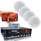 Kit Som Para Drywal Teto Gesso 4 Canais 4 Falantes Brancos