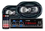 Kit Som Radio Mp3 Bluetooth + 2 Kit Alto Falante 6x9 200w