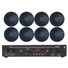 Kit Som Residencial Bluetooth + 8 Arandelas Pretas Coaxial