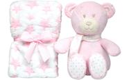 Kit Soninho Mantinha Buba com Ursinho Rosa Pelucia Buba