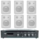 Kit Sonorização Ambiente Slim 1800 Bluetooth e 6 Caixas Frahm Branca