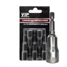 Kit Soquete Canhão Magnético 1/4 5 Peças Sextavado 14mm