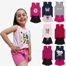 Kit Sortido 14 Peças de Roupas Infantil Menina Kit 7 Conjuntos Infantil (7 Regatas + 7 Shorts)