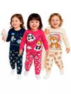 Kit Sortido 4 Peças Pijama Manga Longa Bebê Menina 2 Camisas 2 Calças Kit com 2 Pijamas de Roupa Infantil para bebê