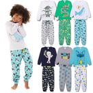Kit Sortido 4 Peças Pijama Manga Longa Bebê Menino 2 Camisas 2 Calças Kit com 2 Pijamas de Roupa Infantil bebê