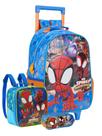 Kit Spidey 3D Mochila Rodas e Costas + Lancheira + Estojo