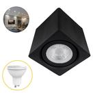 Kit Spot Quadrado Box Sobrepor Direcionável Premium GU10 Dicróica e Lâmpada Led MR16 IP20 Excelente Acabamento