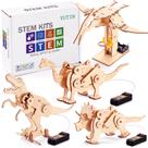 Kit STEM Yutin Dinossauro 4 em 1 - Brinquedo de Madeira para Crianças de 6 a 12 Anos
