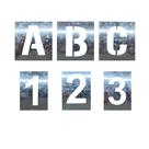 Kit Stencil Alfabeto e Números Vazado 10cm em Aço para Pintura