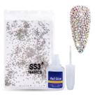 Kit Strass Pedrinhas Para Unhas 1440 Unidades + Cola Com Pincel 10g
