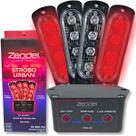 Kit strobo urban + central comando 12v 24v zendel com 4 faróis vermelho ambulancia viatura sinal zd-sur-vm
