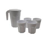 Kit Suco 1 Jarra de 1,5 litros com 4 Copos de 400 ml Cozinha Dehaus Branco Opaco