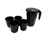 Kit Suco 1 Jarra de 1,5 litros com 4 Copos de 400 ml Cozinha Dehaus Preto Opaco