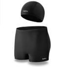 Kit Sunga Boxer Infantil e Juvenil 2 a 16 Anos Menino Forrada Cadarço Ajuste Touca Tecido Tampa Orelha Natação Banho Praia Piscina Marca Original