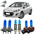Kit Super Branca 8500k Alto Baixo Milha Peugeot 308 Led T10
