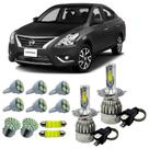 Kit Super Ultra Led H4 Nissan Versa 2011 A 2021 Farol Alto Baixo Leds Farolete Placa Ré Teto
