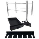 kit suporte 80cm c/gaveta cinzas e porta espeto 6 - preto