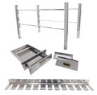 kit suporte 80cm c/gaveta cinzas e porta espeto p/12 espeto