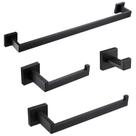 Kit Suporte Banheiro Preto 4 peças em Aço Inox 304 Yab Porta Toalha Porta Papel Gancho Jogo Banheiro