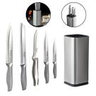 Kit Suporte de Facas e 5 Facas Cozinha Platinum Inox Premium