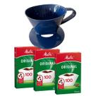 Kit Suporte Melitta AZUL 100 + 3 caixas filtro Melitta 100