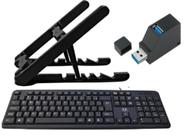 Kit Suporte Notebook +Teclado Multi com fio USB Tc065 + Hub Usb 3.0 (sem mouse)