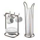 Kit Suporte Organizador Pires Xícaras + Porta Copos Descartáveis 200ml Cor Café - Future Kit Suporte Organizador Pires Xícaras + Porta Copos Descartáveis 200ml Cor Café - Future