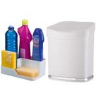 Kit Suporte Porta Detergente Esponja Sabão + Lixeira 2,5 Litros Pia Cozinha - Future Kit Suporte Porta Detergente Esponja Sabão + Lixeira 2,5 Litros Pia Cozinha - Future