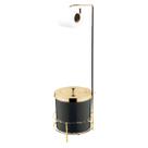 Kit Suporte Porta Papel Higiênico Com Lixeira 5L Cesto Lixo Tampa Dourado Preto Chão Banheiro - Future