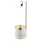 Kit Suporte Porta Papel Higiênico Com Lixeira 5L Tampa Cesto Lixo Dourado Branco Chão Banheiro - Future