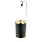 Kit Suporte Porta Papel Higiênico Com Lixeira 8L Cesto Lixo Tampa Dourado Preto Chão Banheiro - Future Kit Suporte Porta Papel Higiênico Com Lixeira 8L Cesto Lixo Tampa Dourado Preto Chão Banheiro - Future